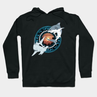 White Shark and Hammerhead Shark Dive Polynesia Hoodie